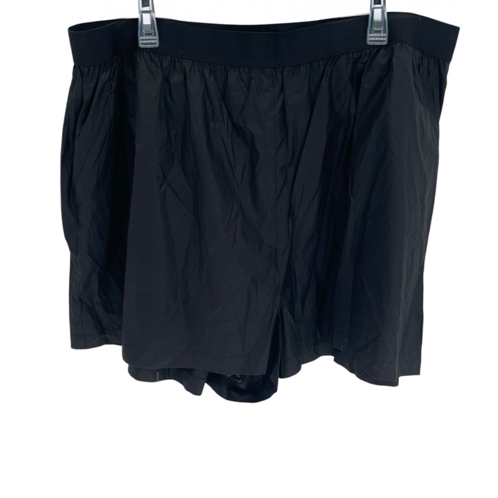 Good American Size 3X (6) Coated Cotton Poplin Shorts Black Elastic Waist